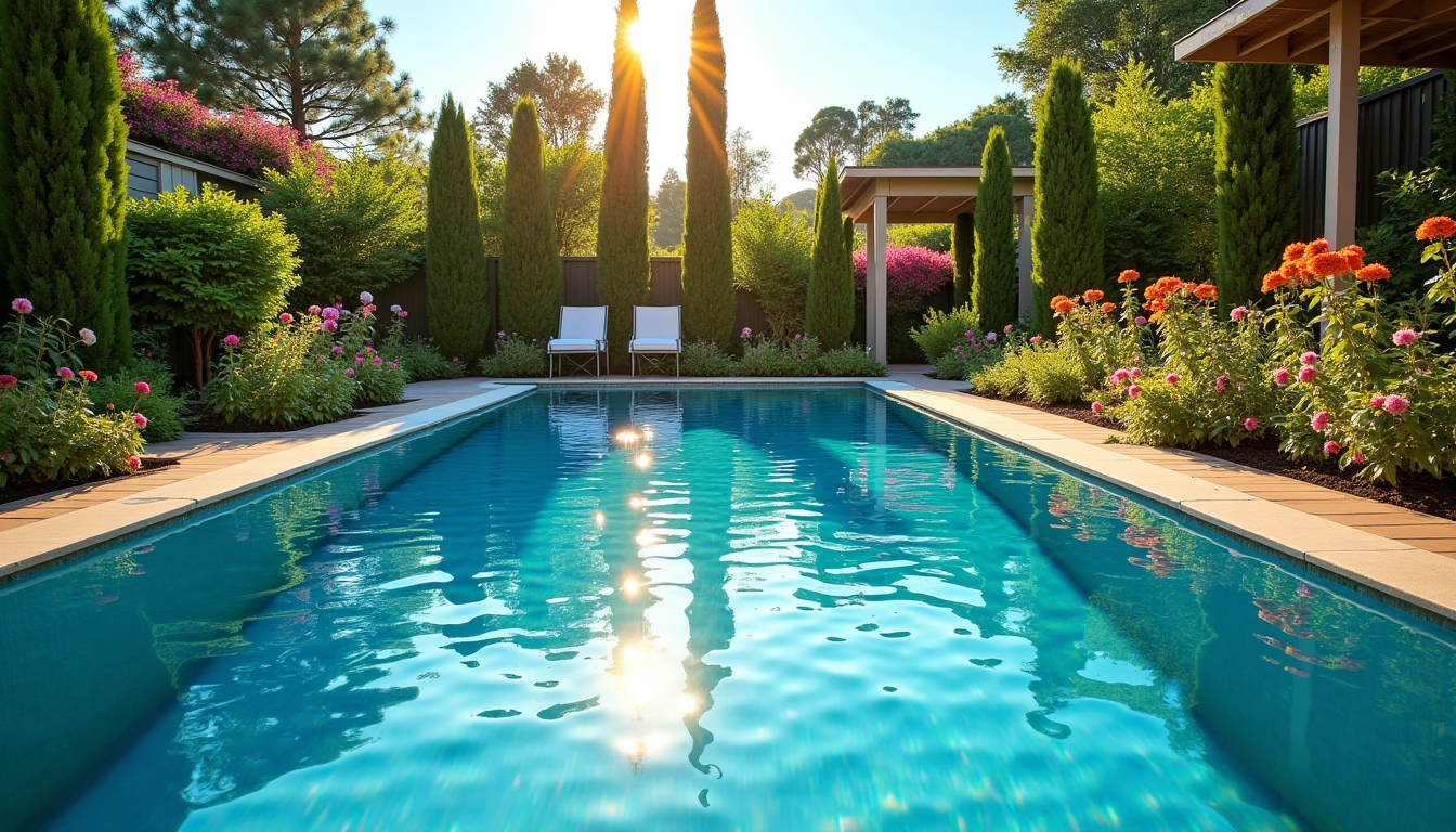 Harmonie parfaite entre piscine et jardin